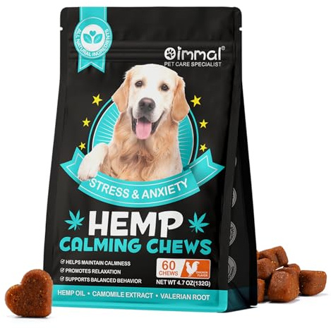 YaqvYoNg Calming Chews for Dogs with Anxiety and Stress - 60 Soft Dog Calming Treats - Storms, Barking, Separation - Valerian Root - Melatonin, Dog Anxiety Relief (Chicken)
