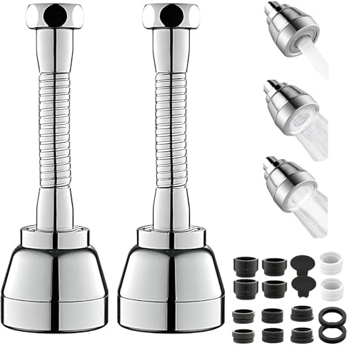 16PCS Kitchen Tap Spray Head Set with 3 Water Modes, 360° Swivel Kitchen Tap Extension Hose, Universal Faucet Extender for Sink, Bathroom, Washbasin, Easy Installation, Water Saving