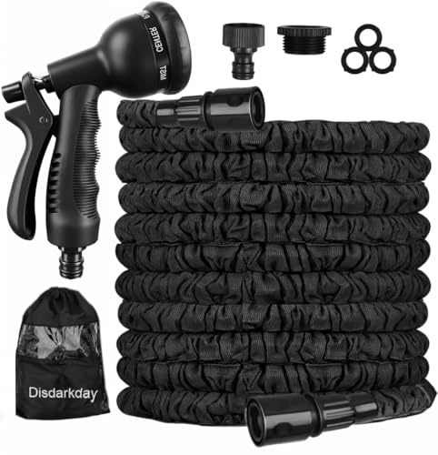 Garden Hose Pipe, Expandable Hosepipes for Garden| Lightweight Water Hose with 8 Functions Hose Spray Gun and 1/2, 3/4 Connector for Gardening Washing, 50FT