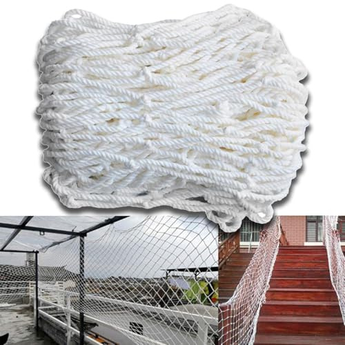 Generico Rete di Sicurezza per Animali Domestici per Balcone, 23x30 Piedi in Nylon Bianco anticaduta, Protezione per ringhiera e Finestra, Corda Resistente da 0,6 cm, Ideale per Scale e Uso Esterno