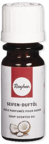 Rayher 34247000 Hobby Seifen Duftöl (100% vegan, in Glasflasche mit Kindersicherheitsverschluss, hautpflegende und wohltuende Wirkung) Kokos, 10 ml