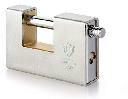 F.T. BUNKER - Candado rectangular blindado de acero Súper Resistente (90mm, Llave clàsica)