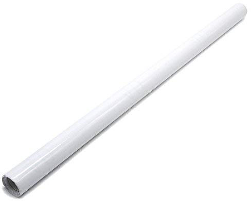Reelva White Gloss Self Adhesive Plastic Kitchen Wallpaper Cupboard Doors Wall Draws Wardrobe Cover Gloss Matt Stickers Kitchen Decor (61CM*10M)