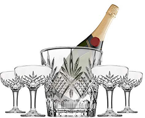 Champagne Coupe and Ice Bucket Cocktail Glasses Set - Dublin Barware Mixology Collection