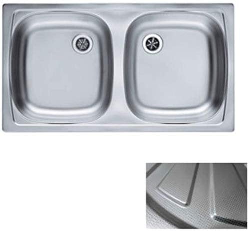 VBChome: Doppelbecken Einbauspüle 780 x 435 mm Camping Küchenspüle - Leinenstruktur Alveus Basic 160 Spülbecken EDELSTAHL Einbauspüle Camping Küchenspüle Ablaufgarnitur fi71