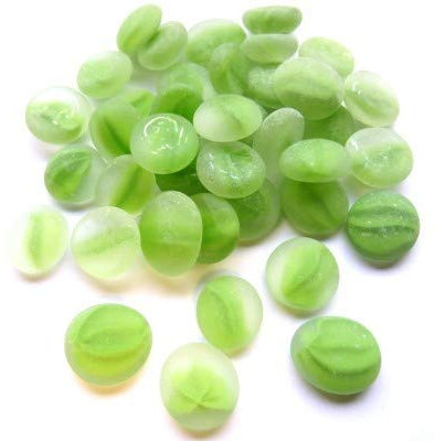 mesbilles MeineMurmeln - 20 Flach Murmeln Mattiert Grün - GlasMurmeln 16 mm