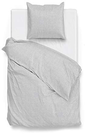 Zo!Home Perkal Bettwäsche Lino Uni Melange Dove Grey 135x200 + 80x80 cm