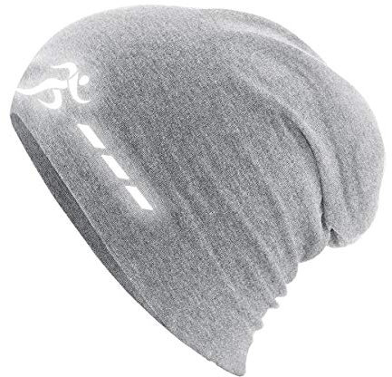 Roughtex Laufmütze Herren Damen Sport Mütze reflektierend zum Laufen Jogging Beanie Laufmützen Sommer Winter Sports Grey M/L