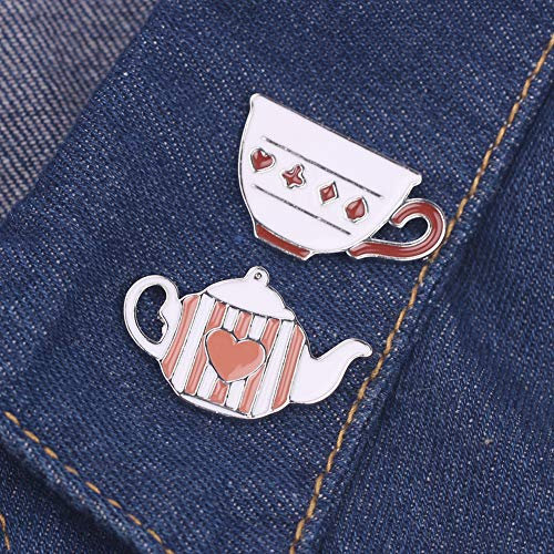 YSoutstripdu Cute Unisex Coffee Drink Tea Cup And Pot Shape Brooch Pin Made Of Enamel,Clothes Bag Badge Decor Tea Pot
