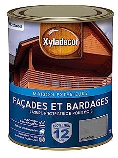 Xyladecor - Lasure Protectrice pour Bois Extérieur - Façades, Bardages, Chalets - Couleur : Satin Gris Urbain - Quantité : 1L - 5324313