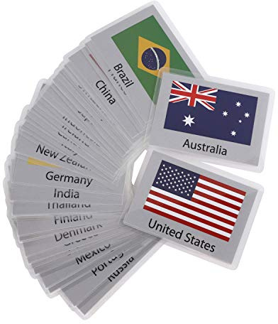 Preschool Flash Cards Set 24pcs/32pcs Animals & Transportation & National Flags Waterproof Learning Cognitive Early Educational Learning Cards