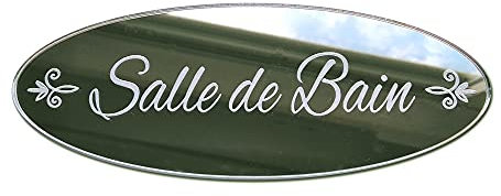 Plaque Miroir Salle de Bain Adhésive. Plaque de Porte SDB. Plaque Miroir à Coller - Plaques Adhésives Murales. Plaque Miroir en Plexi. Plaque de Porte Maison, Style Shabby.