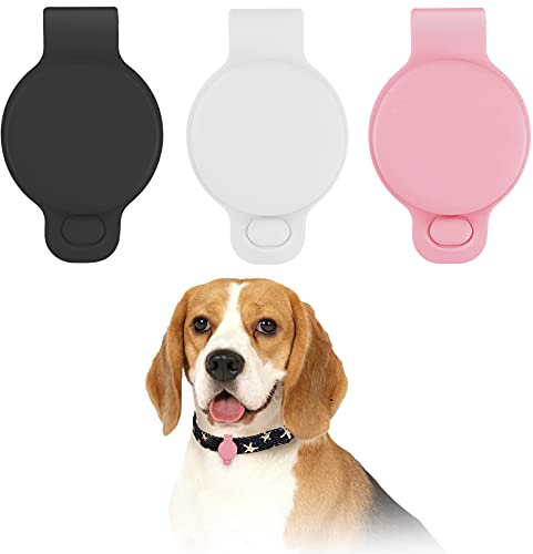 GABraden Schutzhülle für Airtag-Tracker-Halter, kompatibel mit Airtag-Hundehalsband, verstellbar, GPS-Ortung für Hunde und Katzen, Zubehör, Anti-Verlust-Locator (Schwarz + Weiß + Pink, 3)