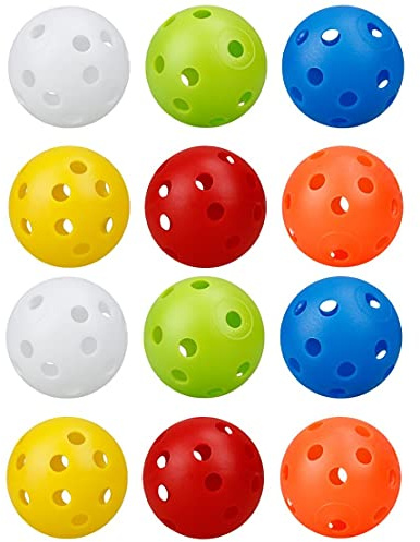 KOMUNJ 12 Pack Golf Practice Ball Air Flow Hollow Practice Golf Balls 42mm Plastic Golf Balls, for Swing Practice, Driving Range, Home Use Pets Children Toys