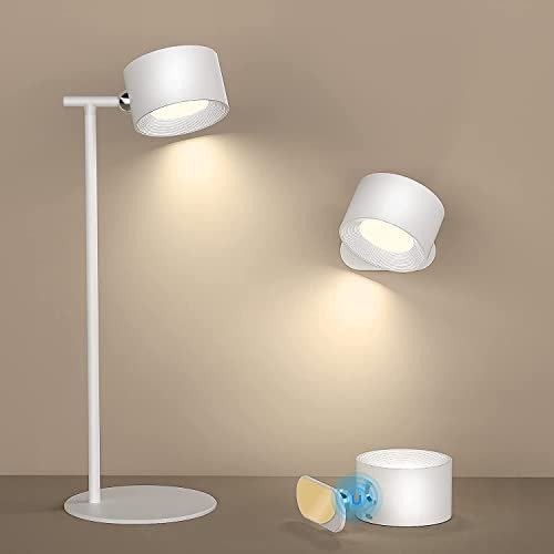 Feallive Schreibtischlampe LED Dimmbar, Tischlampe LED mit Ladefunktion, Abnehmbare Wandlampe 360° Rotation 3 Helligkeitsstufen 3 Farbtemperaturen Touch-Steuerung Leselampe (Weiß)