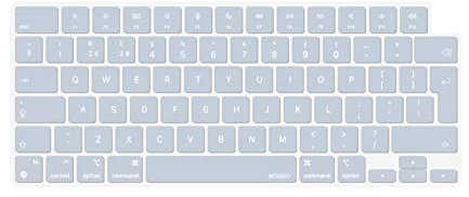 MOSISO Keyboard Cover Skin Compatible with MacBook Air 13.6 M3 A3113 M2 A2681 2025-2022, for MacBook Air 15 2025-2023, for Mac Pro 14/16 inch M4 M3 M2 M1 2021-2025, EU Layout, Baby Blue