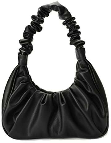ECOTISH Petit sac à bandoulière pour femme, sac à main en cuir pour téléphone élégant Sac à bandoulière Mariage Soirée Cuir PU Sac à Main Poignée (noir)