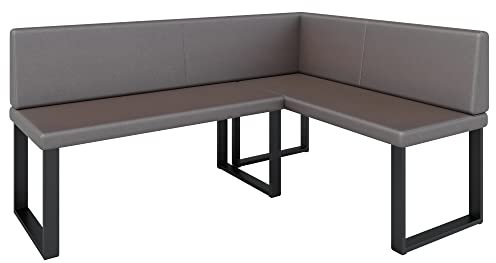 Eckbank Akiko Metal - Eckbankgruppe für Ihrem Esszimmer, Küche modern, Sitzecke, Essecke. Perfekt für Küche, Büro und Rezeption. Solide und Starke Verarbeitung. (Soft 30, 196x142cm rechts)