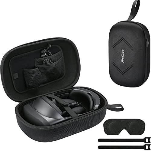 ProCase Reisetasche für Meta/Oculus Quest Pro, schützende Aufbewahrungsbox kompatibel mit VR Gaming Headset Controller Ladestation, Adapter und Zubehör Hard Case -Schwarz
