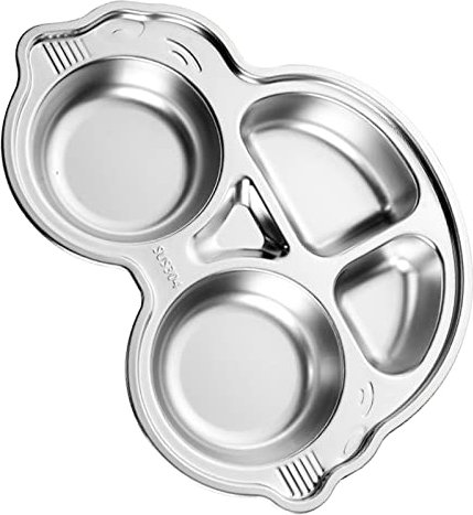Vajilla de Cocina, de Dibujos Animados de Grado Alimenticio a Prueba de Caídas, Forma Divertida, Bandeja de Cena Dividida para Jardín de Infantes, Acero Inoxidable Dividido (coche escarabajo)