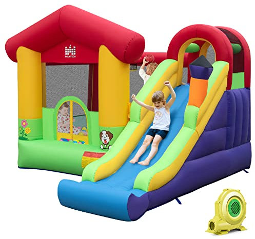 COSTWAY Castillo Hinchable con Soplador, 5 en 1 Castillo Hinchable Grande para Niños 3-10 Años, 325 x 290 x 205 cm, Insuflavel Crianças Interior y Exterior
