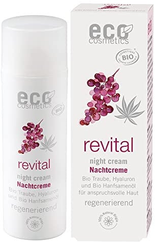 ECO revital Nachtcreme 50 ml mit Bio Traubenkernextrakt, Hyaluron und Bio Hanfsamenöl - Cosmos Organic