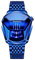 JewelryWe Herrenuhr Edelstahl Uhren Herren - Blau Analog Quarz Armbanduhr mit Edelstahl Armband 30 wasserdichte Kein Zeiger Konzeptuhr Motorrad Uhr für Männer Junge