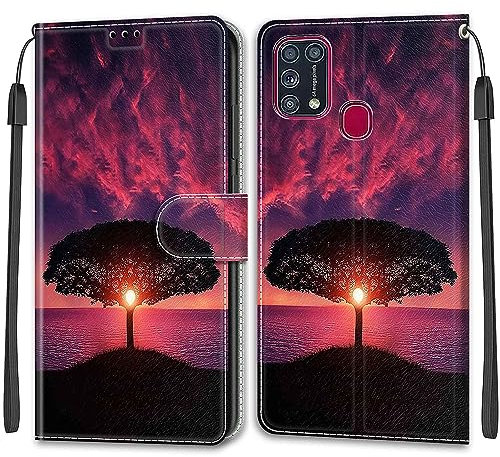 Mo-Beauty Kompatibel mit Samsung Galaxy M31 /M21S Hülle, Handyhülle Samsung M31 /M21S, PU Leder Flip Wallet Klappbar Tasche Etui Case Schutzhülle Lederhülle Klapphülle Handytasche (Dämmerung)