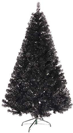 Schwarzer künstlicher Weihnachtsbaum, 134,8 cm breit, saisonale Weihnachtsdekoration, hochwertiger PVC-Weihnachtsbaum mit Scharnier, unbeleuchtet, mit Metallständer (Weihnachtsbaumgeschenke) (schwarz