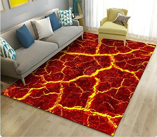 UNOMAK Vulkan Lava Magma Bereich Teppich Groß, Teppich Teppich Wohnzimmer Schlafzimmer Sofa Fußmatte Dekoration, Teppich Spiel rutschfeste Bodenmatte 40X60CM
