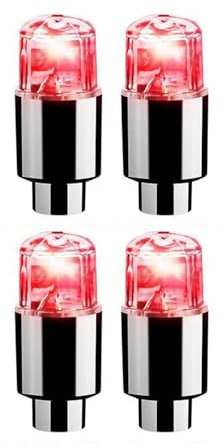 beabadoobee 4 Stücke Reifenventilkappen Lichter Ventil LED Auto Motorrad Radfahren Rad Laterne Speichen Nabe Reifen Lampe Radkappen Auto Reifen Zubehör Werkzeuge für Reifen Räder (Color : Red)