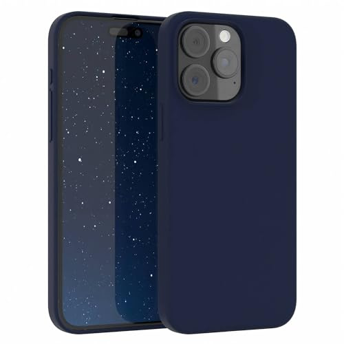 EAZY CASE Premium Silikon Handyhülle kompatibel mit iPhone 15 Pro Max Slimcover mit Kameraschutz und Innenfutter, Silikonhülle, Schutzhülle, Bumper, Handy Case, Hülle, Softcase, Nacht Blau