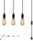JZCDR Suspension Luminaire 3 Douille E27 Vintage Lampe Suspendue avec Cable et Prise Interrupteur Lustre de Corde Industrielle a Corde Noir pour Salon, Bar, Café, Restaurant (Pas d'ampoules)