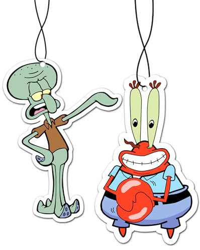 2in1 Auto Duftbaum/Lufterfrischer, Car Air Freshener Auto Scent | Spongebob Thaddäus Tentakel Mr Krabs (Black Ice)