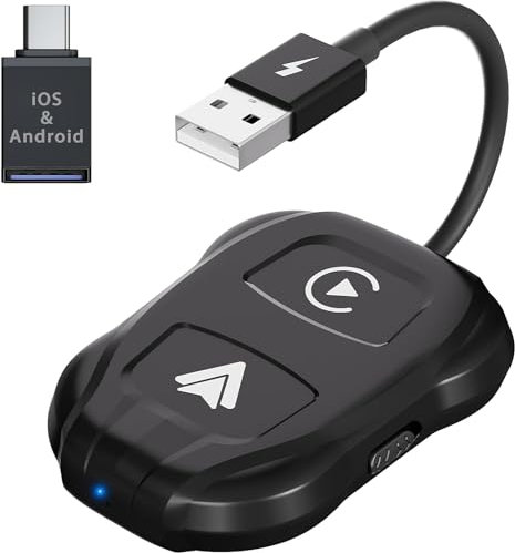 OBEST 2024 Neueste CarPlay und Android Auto Wireless Adapter, 2 in 1 Wireless Carplay Android Auto Adapter Convert, Plug and Play, Kompatibel mit Android & iPhone iOS 10+, 31856