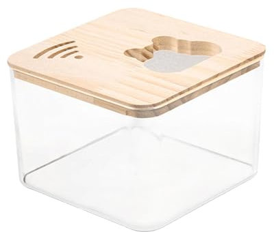 Milageto Haustier Hamster Badezimmer, Sandbad Container Toilette, Transparenter Acryl Duschraum, Hamster Badehaus für Eichhörnchen Kaninchen Ratte, Quadrat