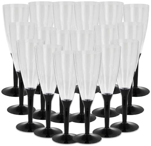 Maury's Articoli Bio Stoviglie pe Festa Colorate, Piatti Bicchieri e Forchette Ideali per Compleanni, Feste, Party, aperitivi e Eventi (FLUTE NERO 18pz)