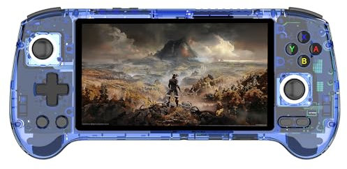 RG556 Retro Console di gioco portatile 5.4 pollici Touch AMOLED Schermo Unisoc T820 Android 13 OS 8GB LPDDR4X Built-in 128G+256G SD Card WiFi Videogiochi Player (blu)
