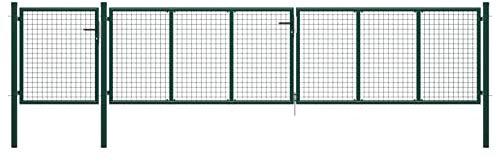 LAPOOH Gartentor, Gartentür, Gartentüren, Gartenzaun Tür, Zauntür, Zauntor, Flügeltore, Garten Türe, Stahl 500×75 cm Grün