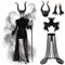 Joellfuner Maleficent Kostüm Damen, Victorian Gothic Teufel Flügel Kostüm, Königin Hörner Federumhang und Tüllrock Langer, Teufelshörner Kostüm für Damen Karneval Cosplay Party (1)