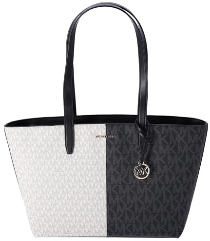 Michael Kors Jet Set Travel Medium Zip Top Tote Black Multi MK Signature, Black Vanilla Multi, Medium