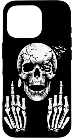 Totenkopf Skelett Mittelfinger Halloween Erwachsene Humor F You Hülle für iPhone 16 Pro