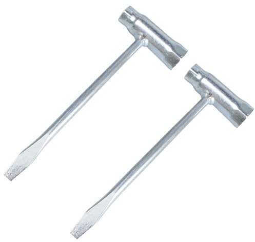 AUXBC 2PCS Steel Chainsaw Scrench Replacement, 13 x 19mm T-Wrench, Combination Screwdriver and Wrench, Socket Wrench Adjustment Tool for Spark Plug(13 and 19mm)