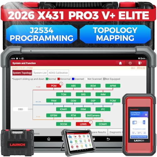 LAUNCH X431 PRO3 V+ Elite Bidirectional Scan Tool With SmartlinkC 2.0 | ECU Online Coding, 10.1 inch HD Truck Scanner, Topology Map, J2534 Portocol, 60+Service, CANFD/DoIP/D-PDU, FCA, 2 Yrs Update