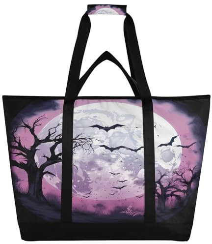 JUMBEAR Terror Night Moon große Kühltasche, isolierte Lebensmittel-Liefertasche, faltbare Lunchtasche, auslaufsichere Kühltasche, Tragetasche für Strand, Camping, Picknick, Reisen