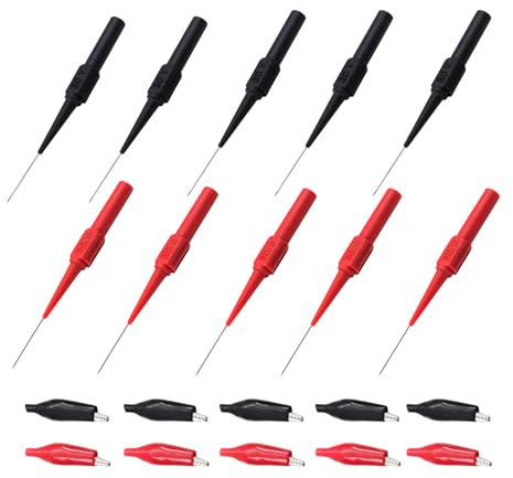 10 Pcs Multimeter Probes Back Probes Test Back Probe Pin Multimeter Test Leads Power Back Probe Pin 0.7mm Insulated Includes Alligator Clip Covers for Automotive Circuit Testing