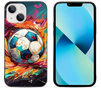 CRIVOTA For iPhone 13 Mini Case - All-new Football Design, Glass Back + TPU Inner Shell, Extreme Slimness, Military-grade Tested, Precise Cutouts, Cell Phone Cases for Men Women