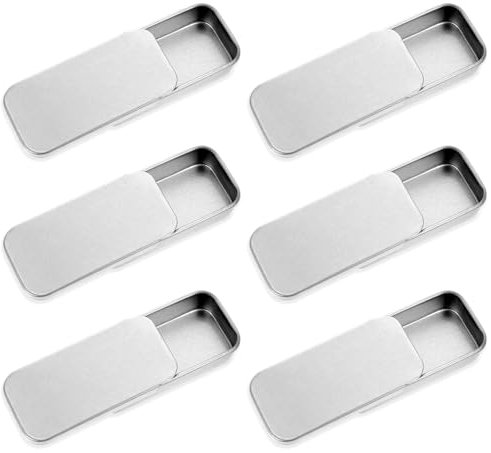 6 Pcs Rectangular Tin Box, Mini Portable Tin Container Metal Storage Box Solid Perfume Container Gum Containers Bushcraft Gear Tins Can Bobby Pin Holder for Home Lip Balm Storage Diy Use (Silver)