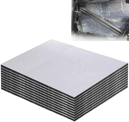 IIRC Lot de 10 tapis d'isolation phonique universels pour voiture, 40 x 25 cm, 5 mm/10 mm, tapis d'isolation acoustique, autocollants, insonorisants, imperméables, ignifuges