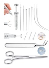 LOLIAS Piercing Kugel Aufdreher Zange Pircingssets Ohr Wechsel Set | 16G 18G Taper Insertion Nadeln Edelstahl Piercing Einführhilfe Set Selber Stechen für Nase Lippe Bauch